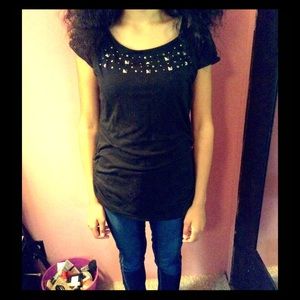 Black Silver Studded Top