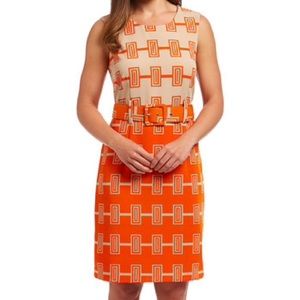 Beige and Orange belted sheath size 12 NWOT