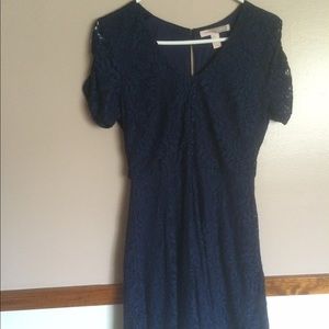 Navy lace fit and flare dress