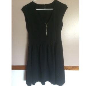Black fit and flare dress with zipper