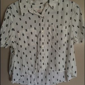 Button down black and white crop top