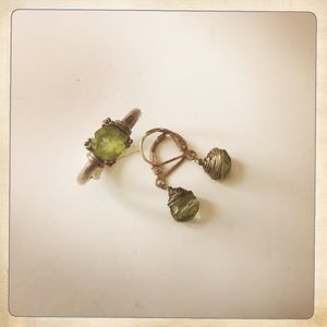 Green Peridot Ring & Earrings