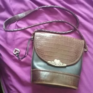 Leather black and brown handbag