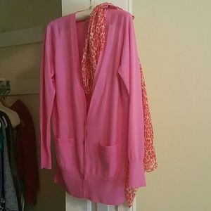 J. Crew Pink cardigan Boyfriend style Merino Wool