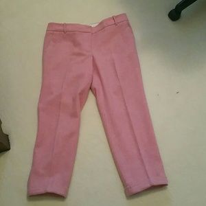 J. Crew Pink Herringbone Cafe capri WOOL pants