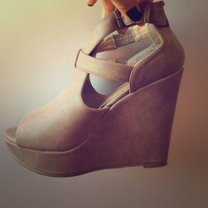 Nude wedge sandals