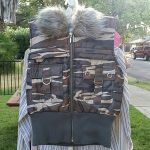 Camo style fur vest