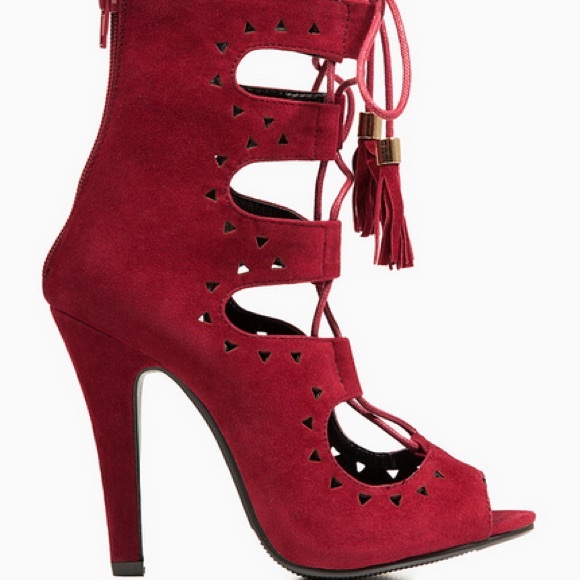 NEW! Burgundy strappy heels / booties - Picture 2 of 4