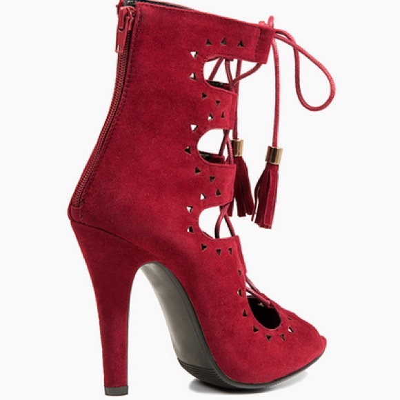 NEW! Burgundy strappy heels / booties - Picture 3 of 4