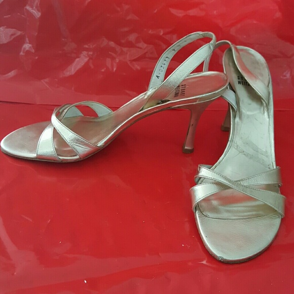 Stuart Weitzman gold cocktail shoes nine 1/2