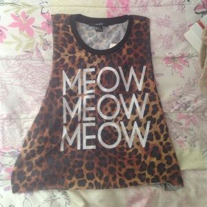 Forever21 cheetah "meow" crop top/muscle crop tank