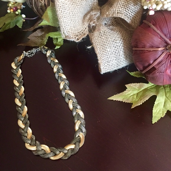 gold & pewter braided necklace