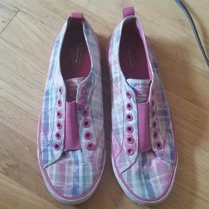 Coach Pastel Plaid Slip Ons