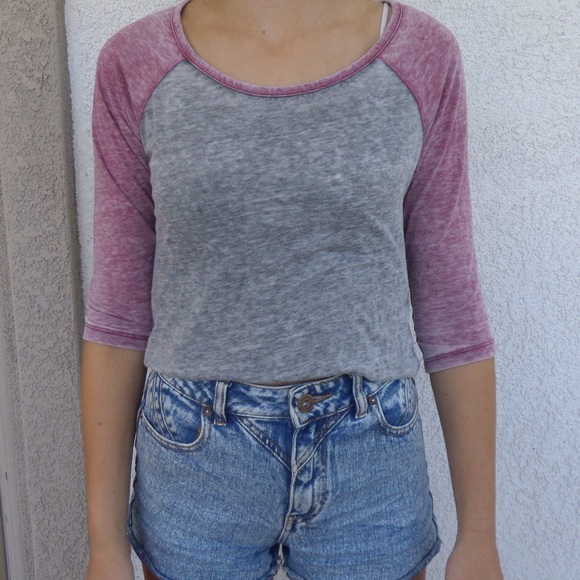 gray & purple longish sleeve shirt worn once
