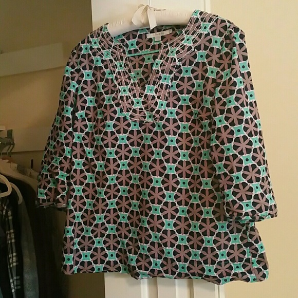 Boden Tops - Boden Teal and brown short tunic cotton