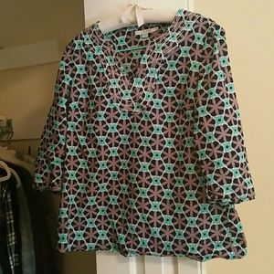 Boden Teal and brown short tunic cotton