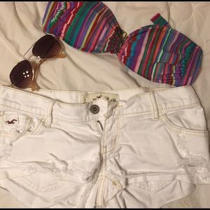 Hollister white denim cut offs