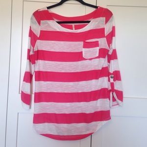 Pink/white stripe lightweight top