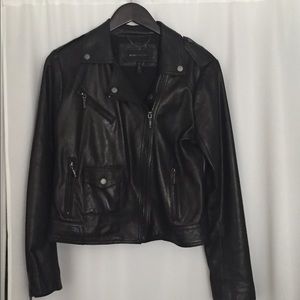 BCBG Maxazria Black Leather Moto Jacket