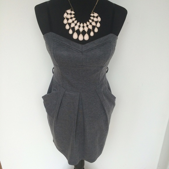 Dark gray dress.