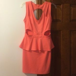 Sexy Peach Cut Out Dress
