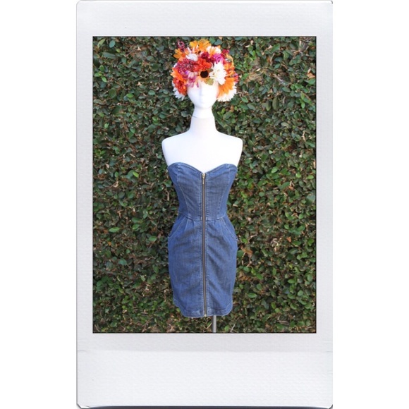 Divine Rights of Denim Dresses - Strapless Denim Zipper Dress Divine Rights of Denim Dresses - Strapless Denim Zipper Dress