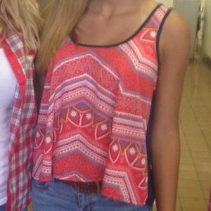 Sleeveless cute pink and blue tank