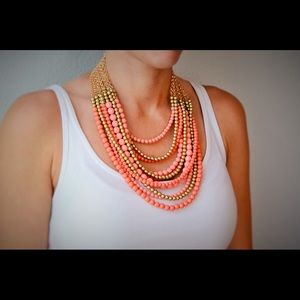 Beaded necklace! -coral