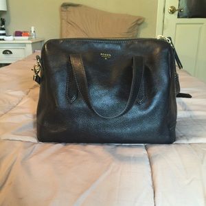 Fossil Sydney Satchel Black Leather w Strap
