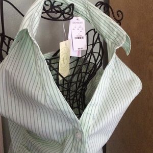 Mint green pinstriped dress