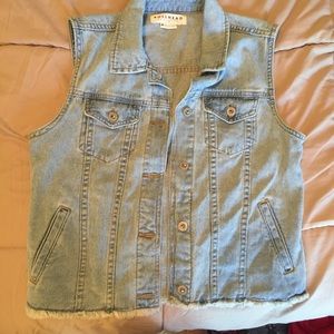 Light wash denim vest