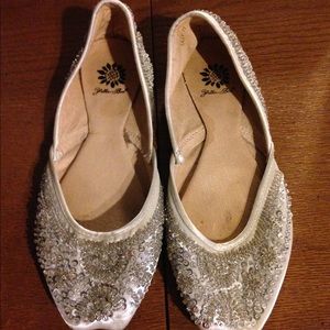 Embellished beautiful silver flats