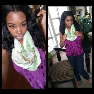 Mint green infinity scarf with Jewelry connected