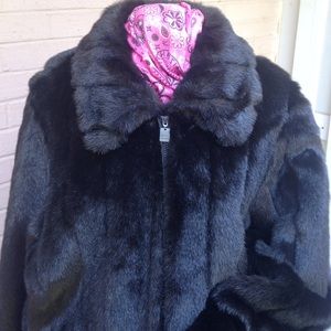 Dennis Basso faux fur coat.