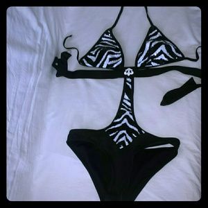 Zebra Print Sequin Monokini