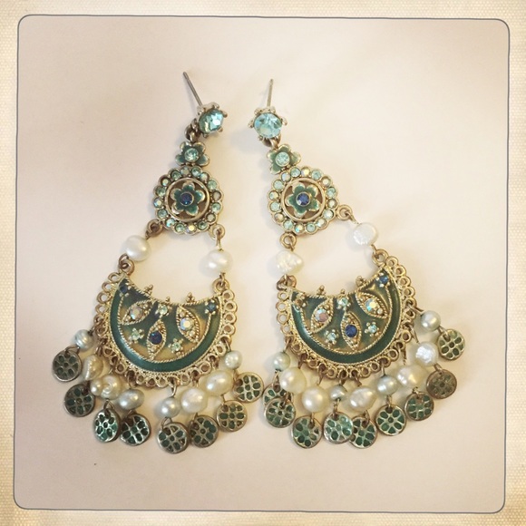 Ethnic Blue Dangle Earrings