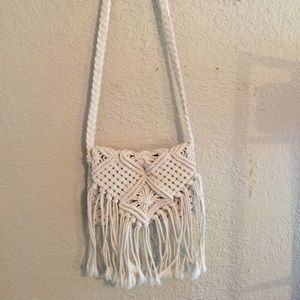 Cream Crochet Cross body bag