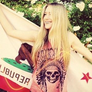 Brandy Melville WHITE Sadie Tribal Skull Tank