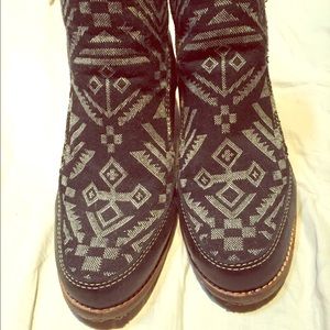 Moccasin style wedge booties