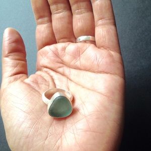 English Sea Glass Ring, Mint, sterling silver