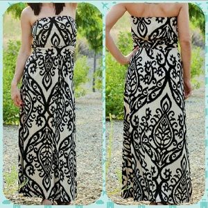 Damask print maxi dress