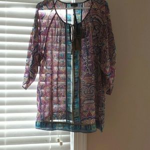 Sheer Peasant Top by Nicole Miller Sz. XL