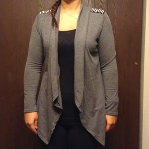 Shoulder Studded Grey Cardigan