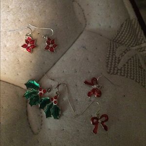 Three pairs of holiday earrings