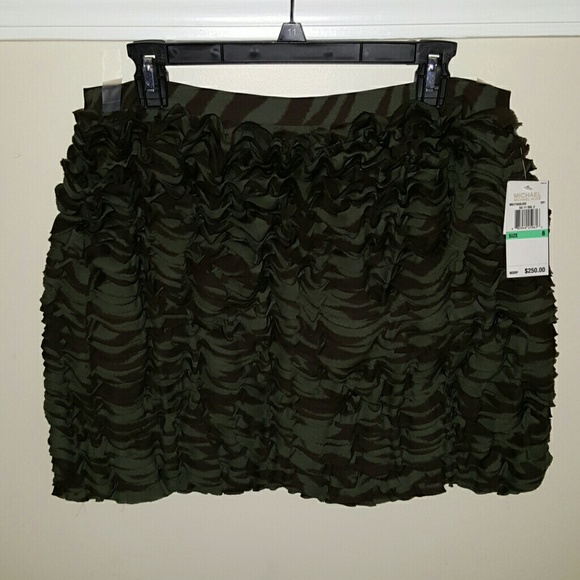 Michael Kors Ruffled Camouflaged Mini Skirt