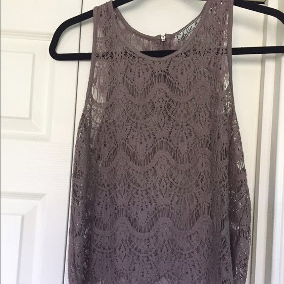Nordstrom Brown Embroidered Pattern Tank W Fringe - Picture 1 of 3