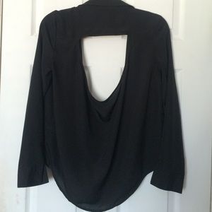 Sheer Black Top with Cutout Back Detail