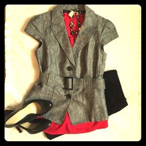 Ann Taylor cap sleeve belted jacket