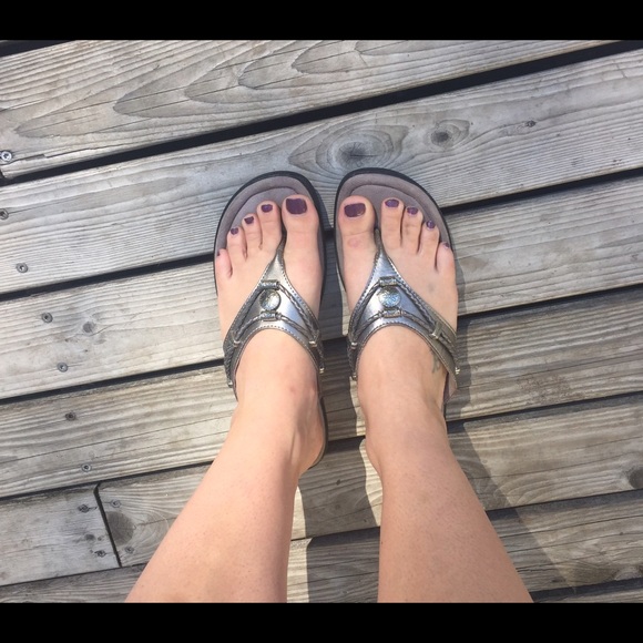 Minnetonka "Silverthrone" sandals.