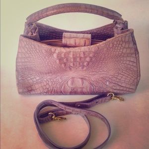 Brahmin faux crocodile lavender bag
